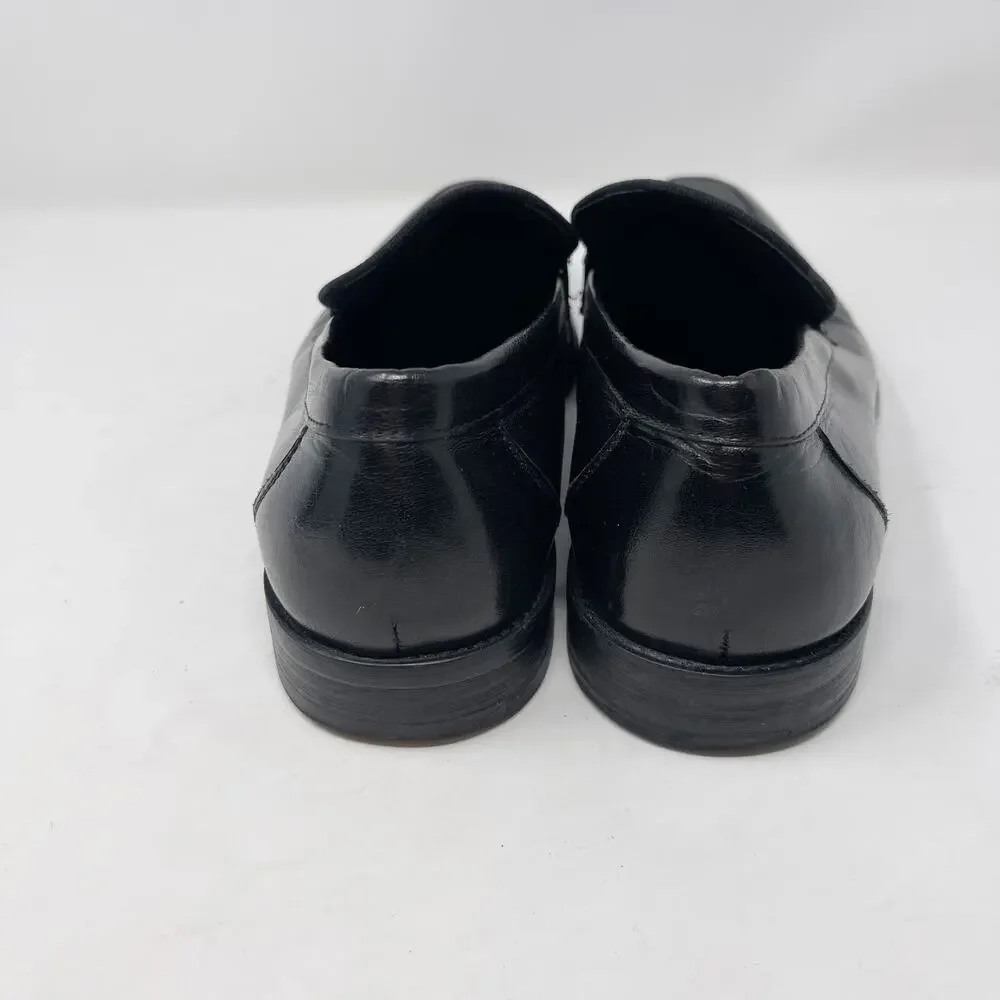 Carrucci Mens 9.5 Black Milos Signature Leather Horse Bit Buckle Loafer Shoes